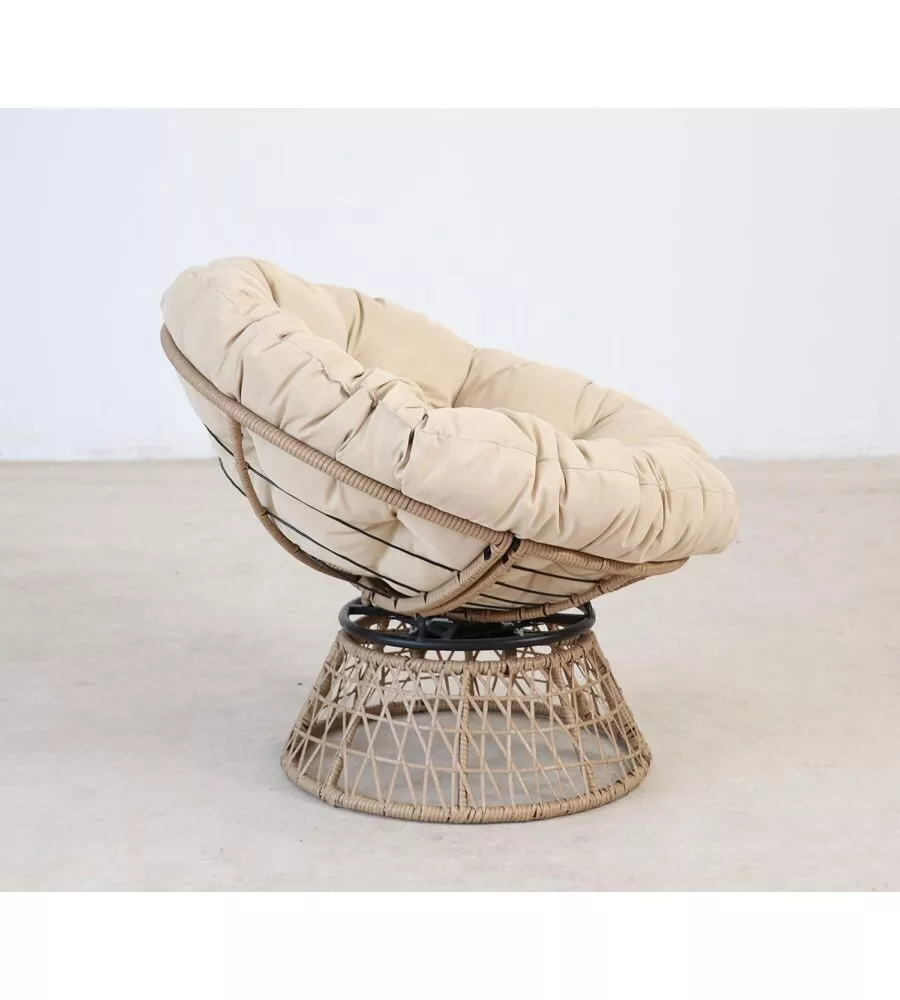 POLTRONA DA ESTERNO GIREVOLE ESSENZA "BORA BORA" IN ACCIAIO E POLYRATTAN 95X84X76 CM