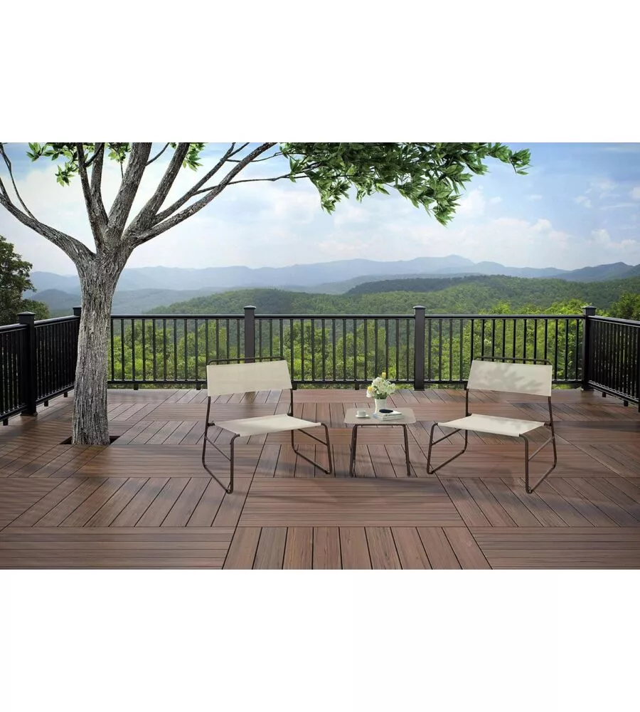 SET DA GIARDINO ESSENZA "CANNES" IN ACCIAIO MARRONE 2 POLTRONE 1 TAVOLO