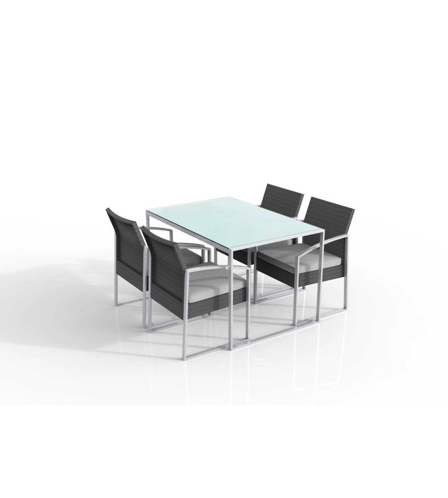SET DA GIARDINO ESSENZA "BILBAO" IN ACCIAIO NERO WASHED 4 POLTRONE 1 TAVOLO