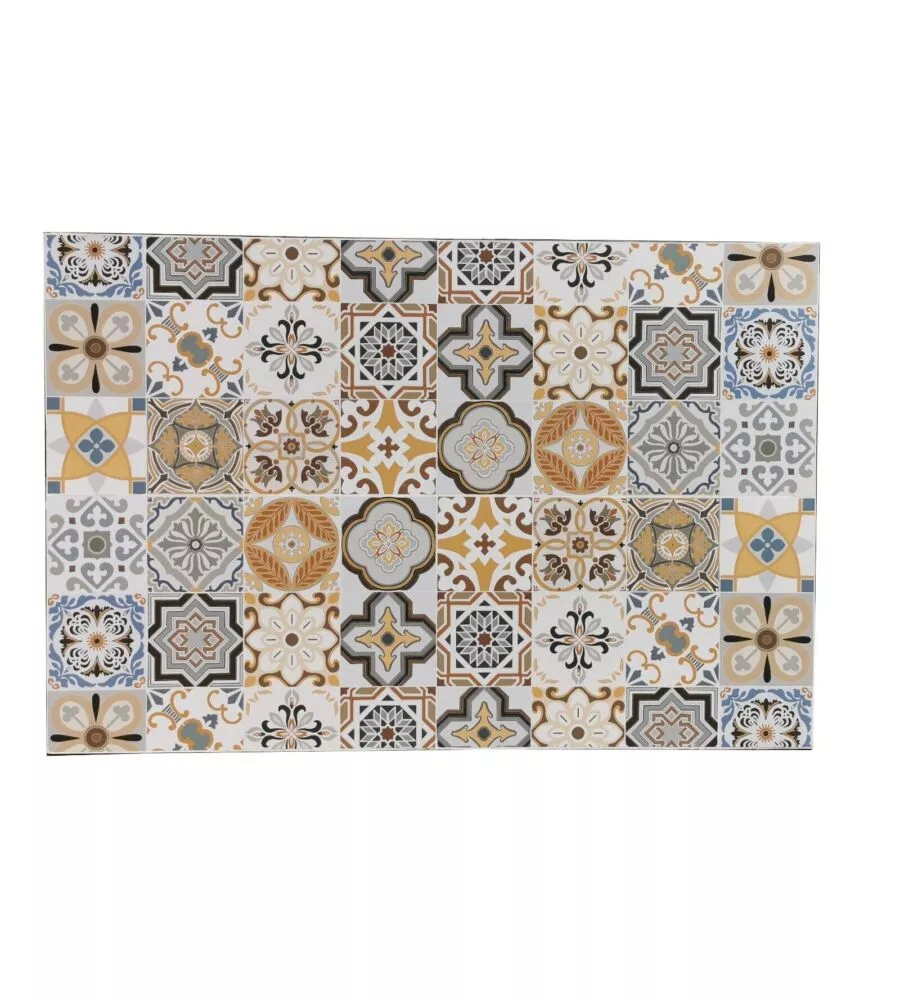 SET DA GIARDINO RETTANGOLARE ESSENZA "SICILY" IN ACCIAIO EFFETTO MAIOLICA 4 SEDIE 1 TAVOLO