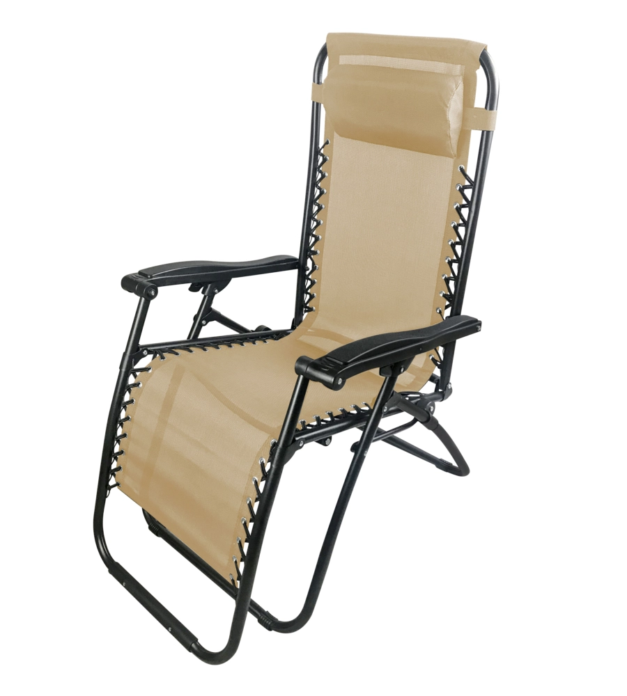 SDRAIO DA GIARDINO MULTIPOSIZIONE CON CUSCINO ESSENZA "SIESTA" IN ACCIAIO E TEXTILENE BEIGE 90X65X110 CM