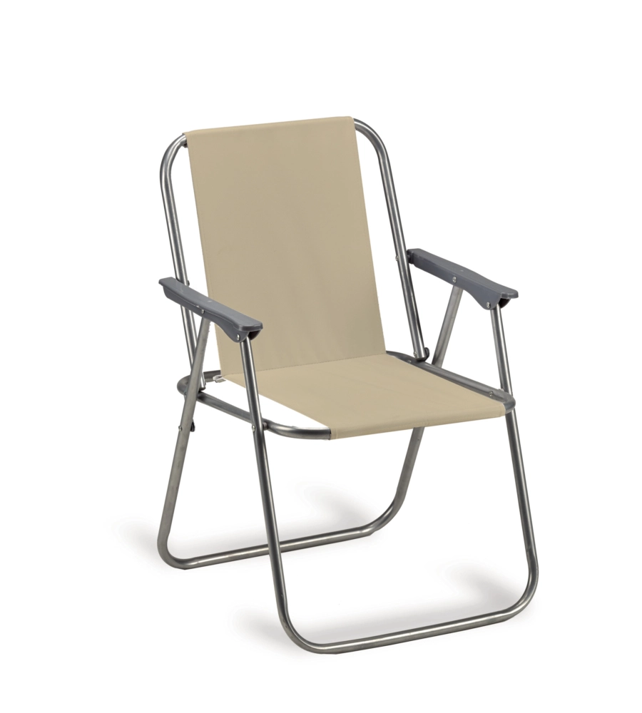 SEDIA DA GIARDINO ESSENZA "RELAX" IN ACCIAIO E PVC BEIGE 53X47X76 CM
