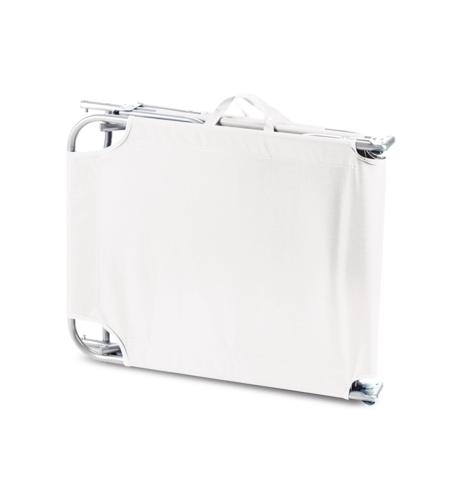 LETTINO PRENDISOLE PIEGHEVOLE E RECLINABILE ESSENZA "MAIORCA" IN ACCIAIO E PVC BIANCO 188X24X55 CM