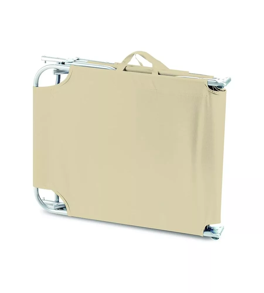 LETTINO PRENDISOLE PIEGHEVOLE E RECLINABILE ESSENZA "MAIORCA" IN ACCIAIO E PVC BEIGE 188X24X55 CM
