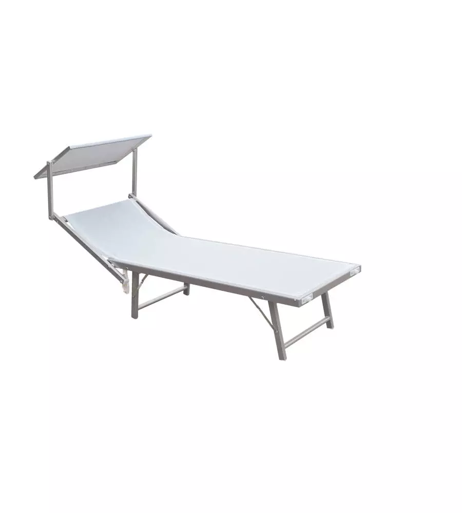 LETTINO PRENDISOLE RECLINABILE ESSENZA "IBIZA" IN ALLUMINIO E TEXTILENE BIANCO 183X59X36 CM