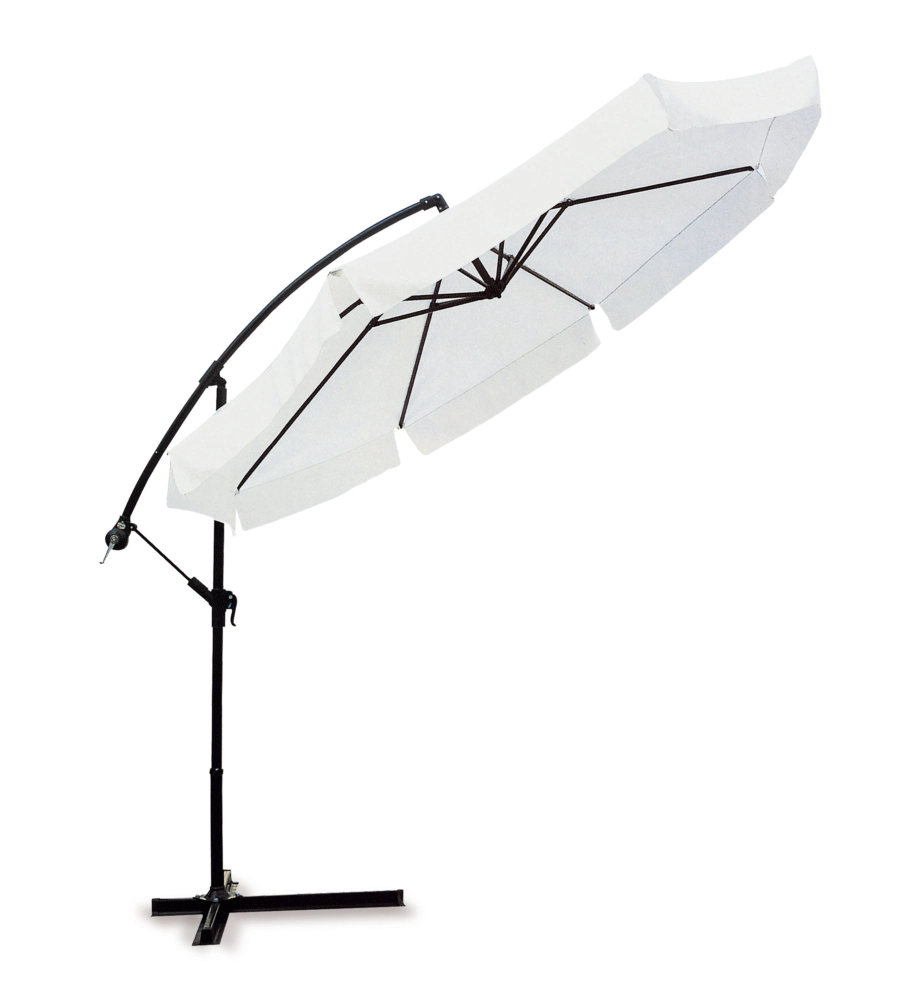 OMBRELLONE DA GIARDINO ROTONDO CON BRACCIO LATERALE ESSENZA IN POLIESTERE BIANCO 3X3 MT