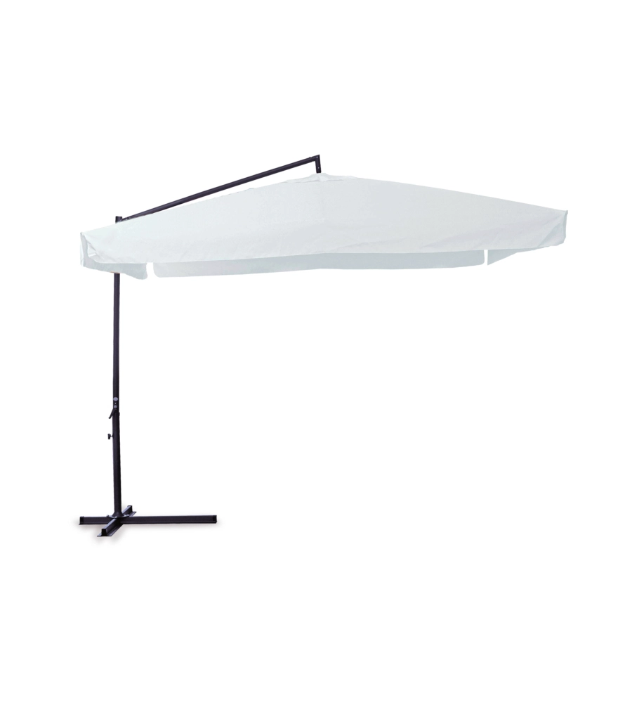 OMBRELLONE DA GIARDINO QUADRATO CON BRACCIO LATERALE ESSENZA IN POLIESTERE BIANCO 3X3 MT
