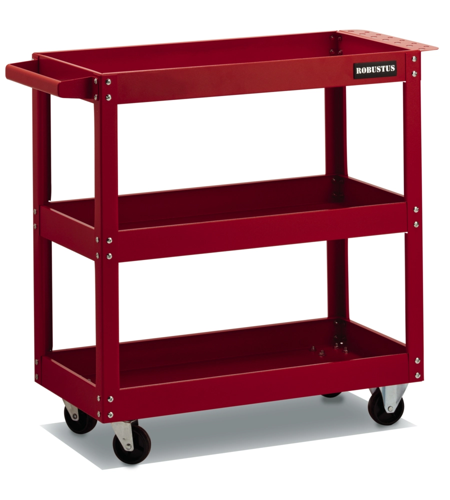 CARRELLO PORTA ATTREZZI 3 RIPIANI ESSENZA ROSSO 70X35X73 CM