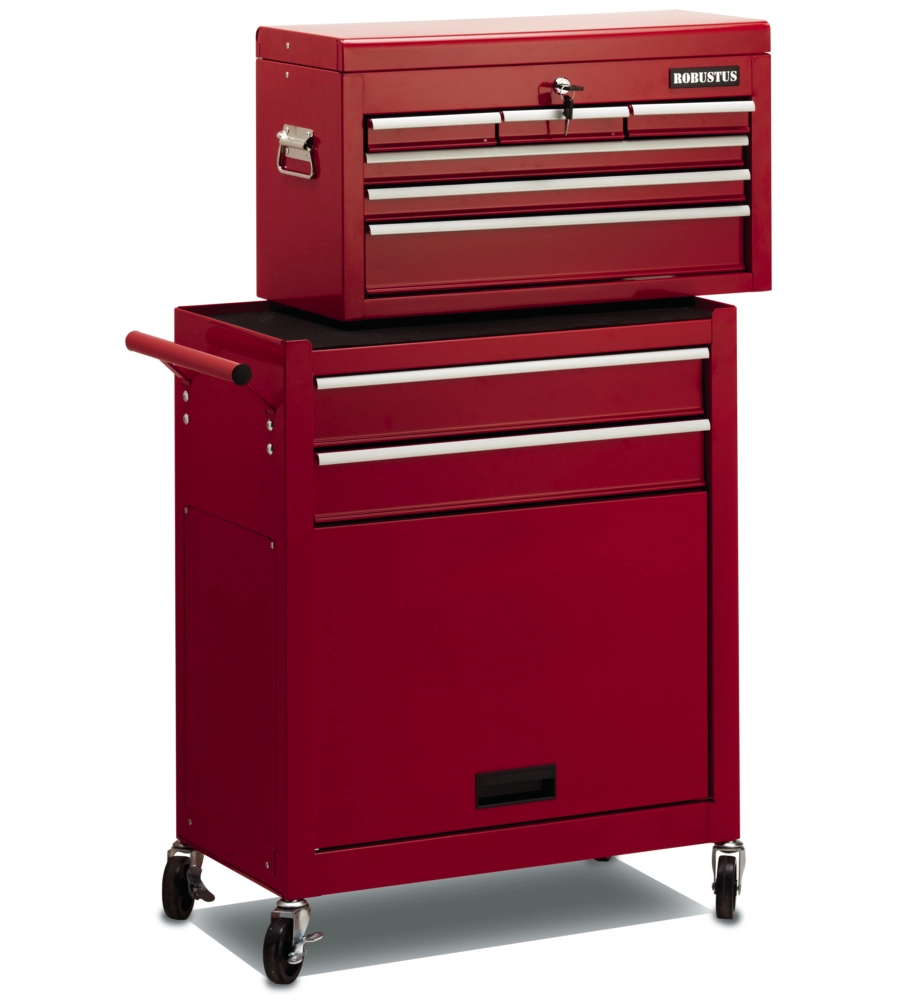 CARRELLO PORTA ATTREZZI COMPONIBILE 8 CASSETTI ESSENZA ROSSO 61X33X108,7 CM