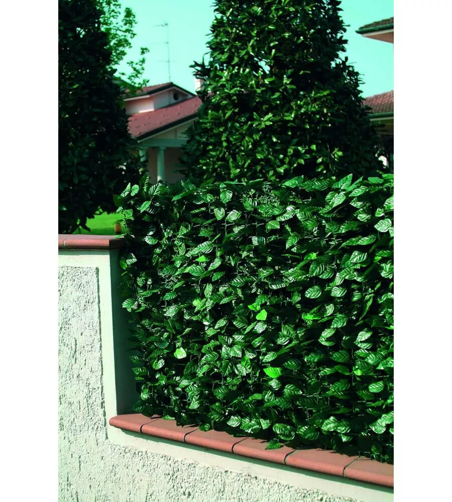 SIEPE ARTIFICIALE ESSENZA IN PVC CON FOGLIE LAURO 2000X100 CM