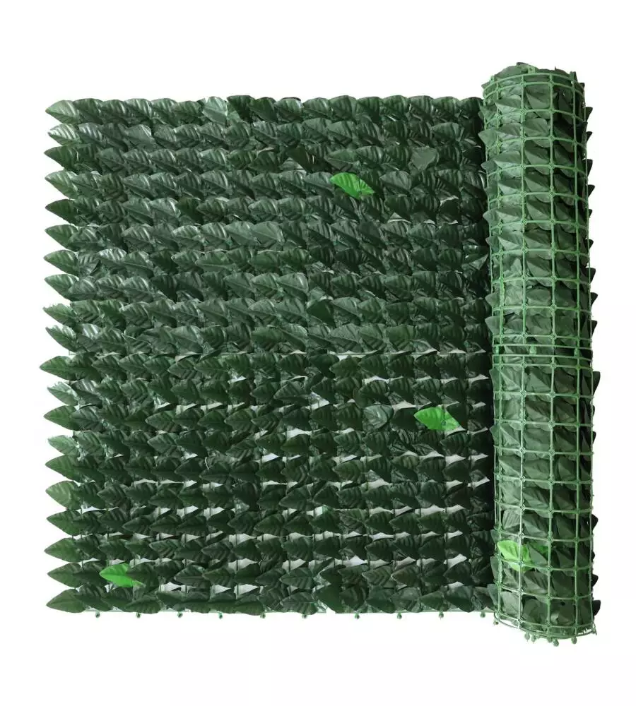 SIEPE ARTIFICIALE ESSENZA IN PVC CON FOGLIE LAURO 2000X100 CM