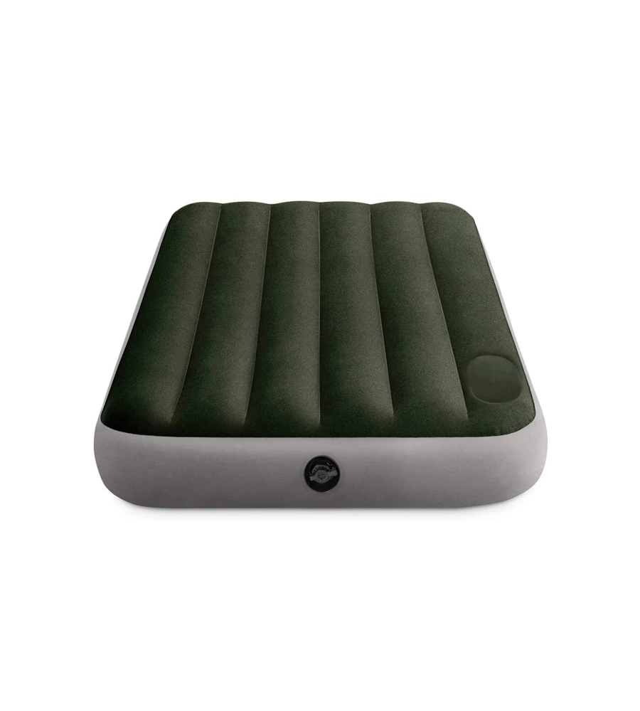 MATERASSO SINGOLO GONFIABILE INTEX "DURA BEAM DOWNY" COLORE VERDE SCURO CON POMPA A PEDALE, 99X191X25 CM - COD. 64761