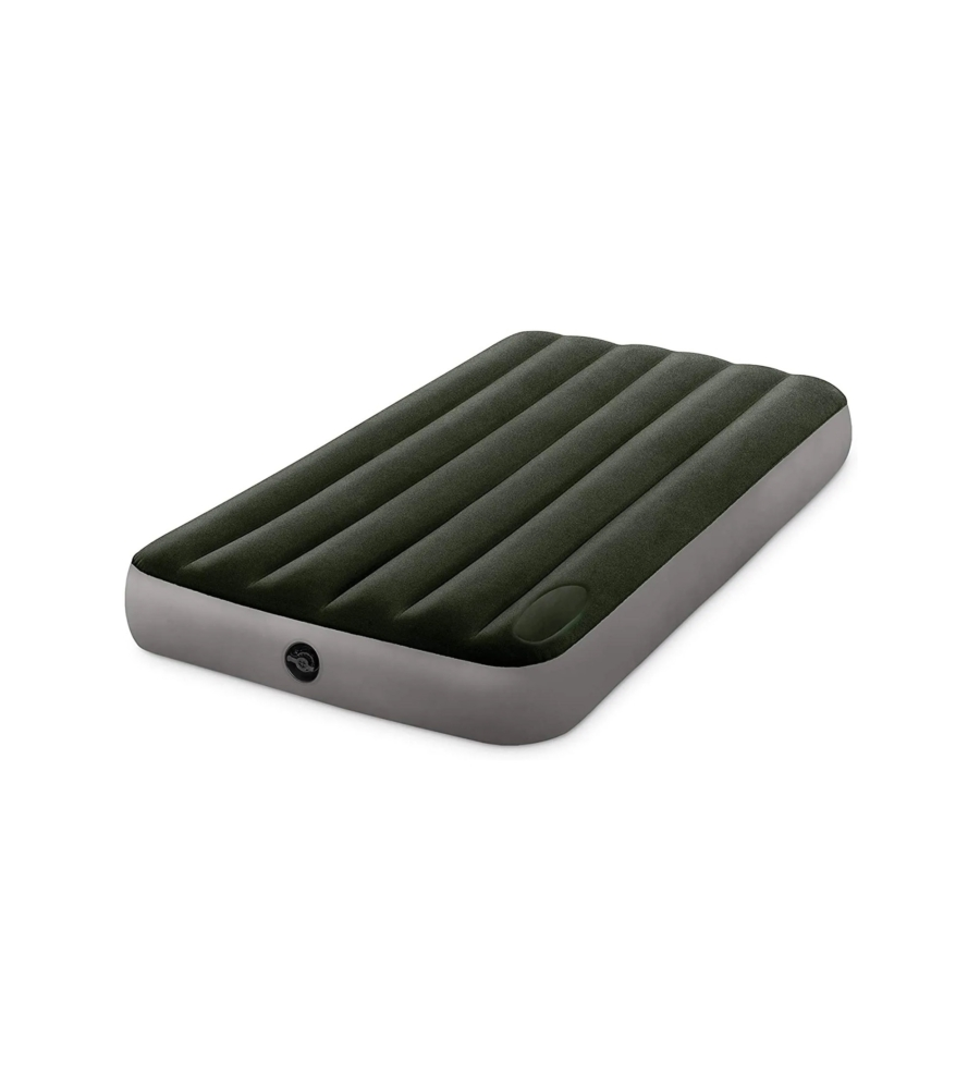 MATERASSO SINGOLO GONFIABILE INTEX "DURA BEAM DOWNY" COLORE VERDE SCURO CON POMPA A PEDALE, 99X191X25 CM - COD. 64761