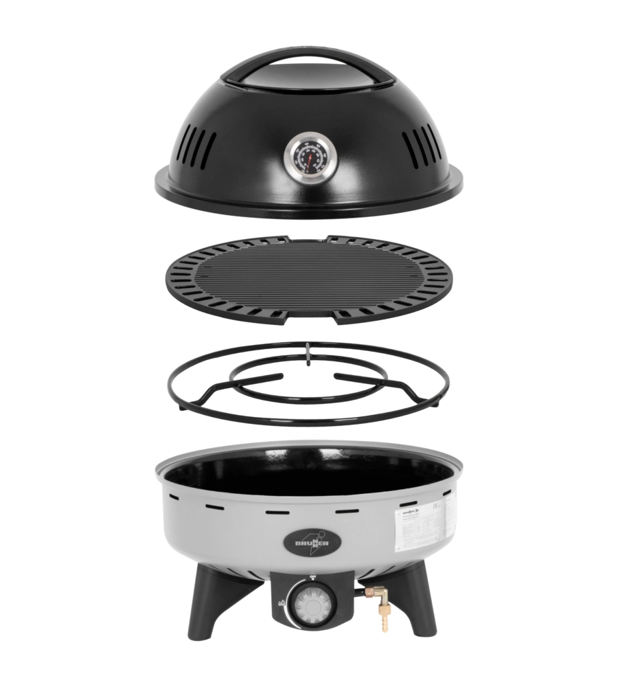 BARBECUE A GAS PORTATILE BRUNNER "DEVIL BBQRUISER HT 30" CON GRIGLIA REVERSIBILE ø47 CM