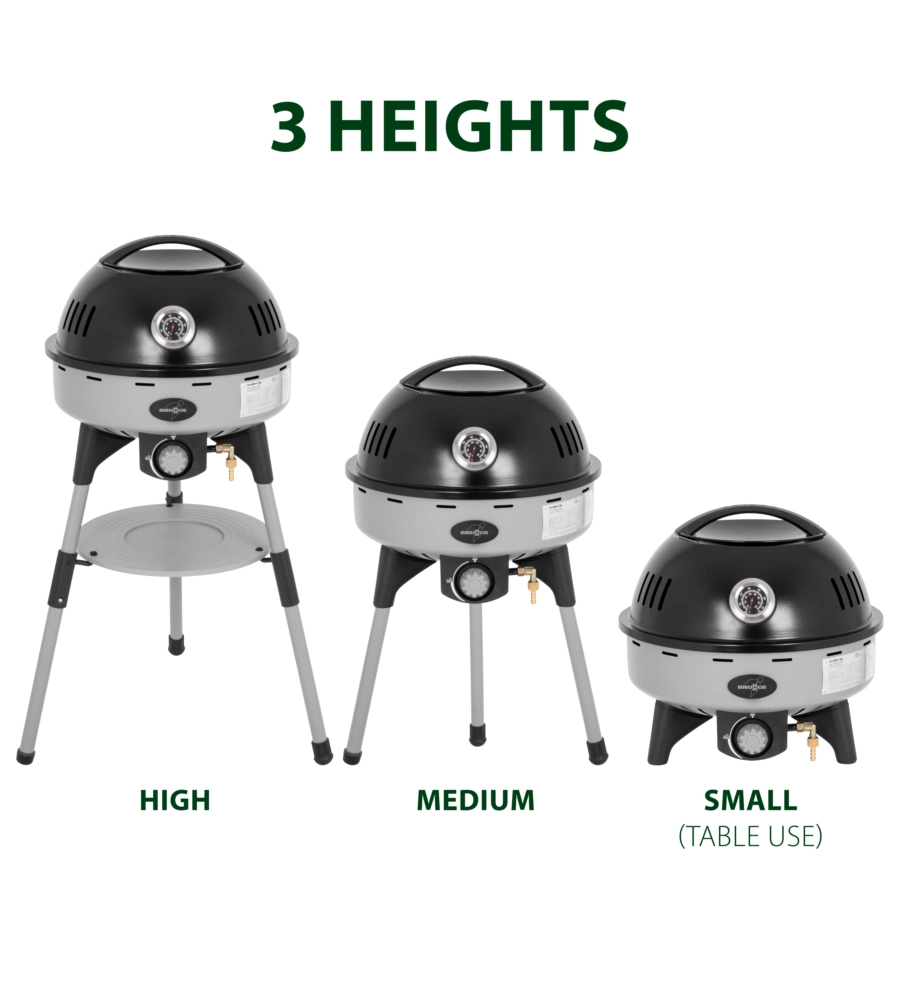 BARBECUE A GAS PORTATILE BRUNNER "DEVIL BBQRUISER HT 30" CON GRIGLIA REVERSIBILE ø47 CM