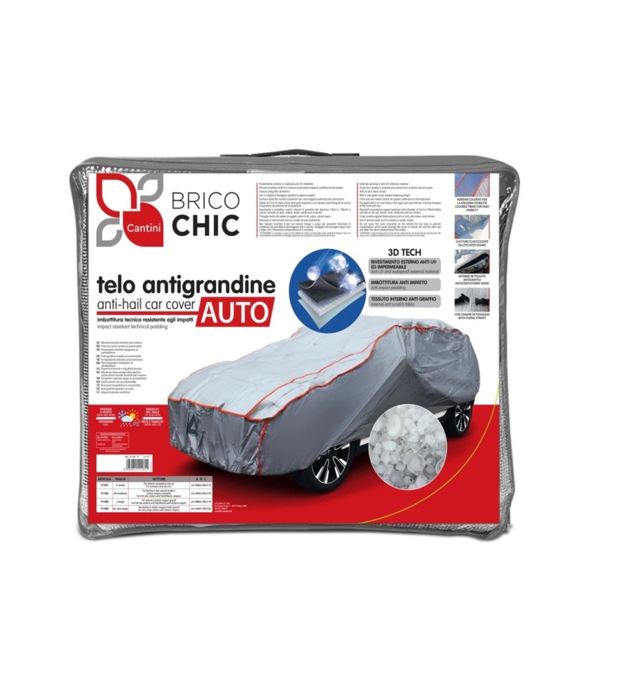 TELO COPRIAUTO ANTIGRANDINE BRICO CHIC "S" PER AUTOVETTURE 406X165X119 CM