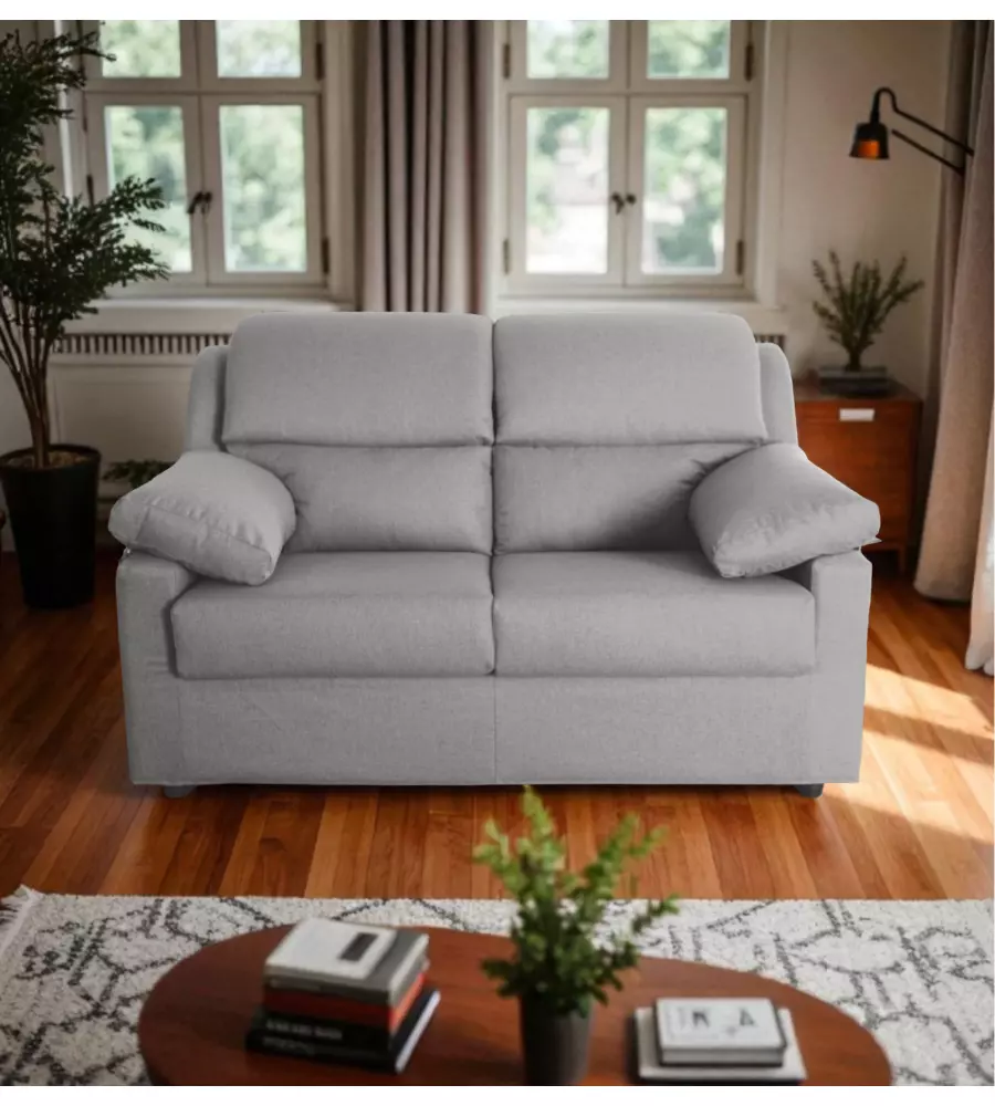 DIVANO 2 POSTI BELLAHOME "FIRENZE" BEIGE TESSUTO SFODERABILE E ANTIMACCHIA, 150X95X93 CM