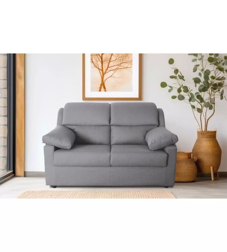 DIVANO 2 POSTI BELLAHOME "FIRENZE" GRIGIO TESSUTO SFODERABILE E ANTIMACCHIA, 150X95X93 CM