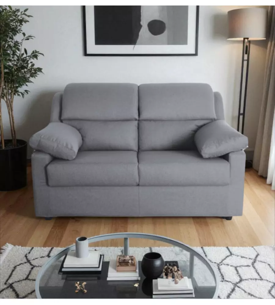 DIVANO 2 POSTI BELLAHOME "FIRENZE" GRIGIO TESSUTO SFODERABILE E ANTIMACCHIA, 150X95X93 CM