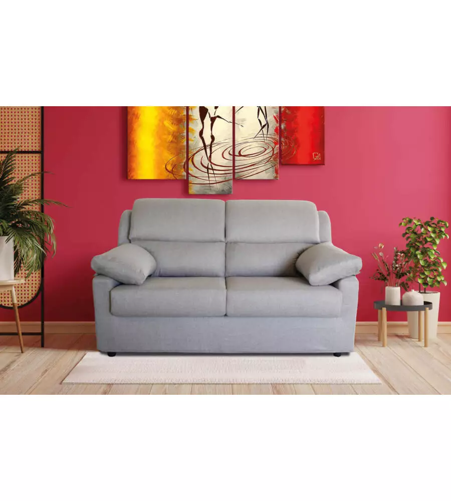 DIVANO 2 POSTI MAXI BELLAHOME "FIRENZE" GRIGIO TESSUTO SFODERABILE E ANTIMACCHIA, 170X95X93 CM