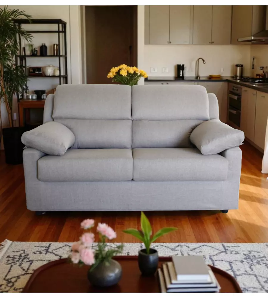 DIVANO 2 POSTI MAXI BELLAHOME "FIRENZE" GRIGIO TESSUTO SFODERABILE E ANTIMACCHIA, 170X95X93 CM