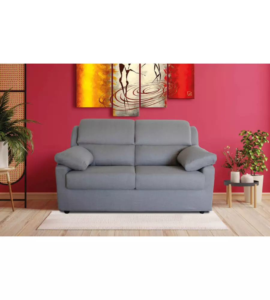 DIVANO 2 POSTI MAXI BELLAHOME "FIRENZE" GRIGIO TESSUTO SFODERABILE E ANTIMACCHIA, 170X95X93 CM