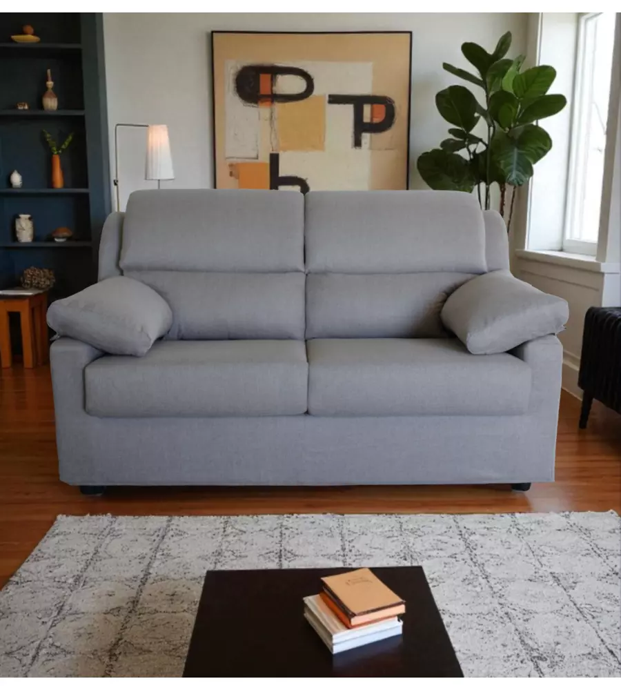 DIVANO 2 POSTI MAXI BELLAHOME "FIRENZE" GRIGIO TESSUTO SFODERABILE E ANTIMACCHIA, 170X95X93 CM