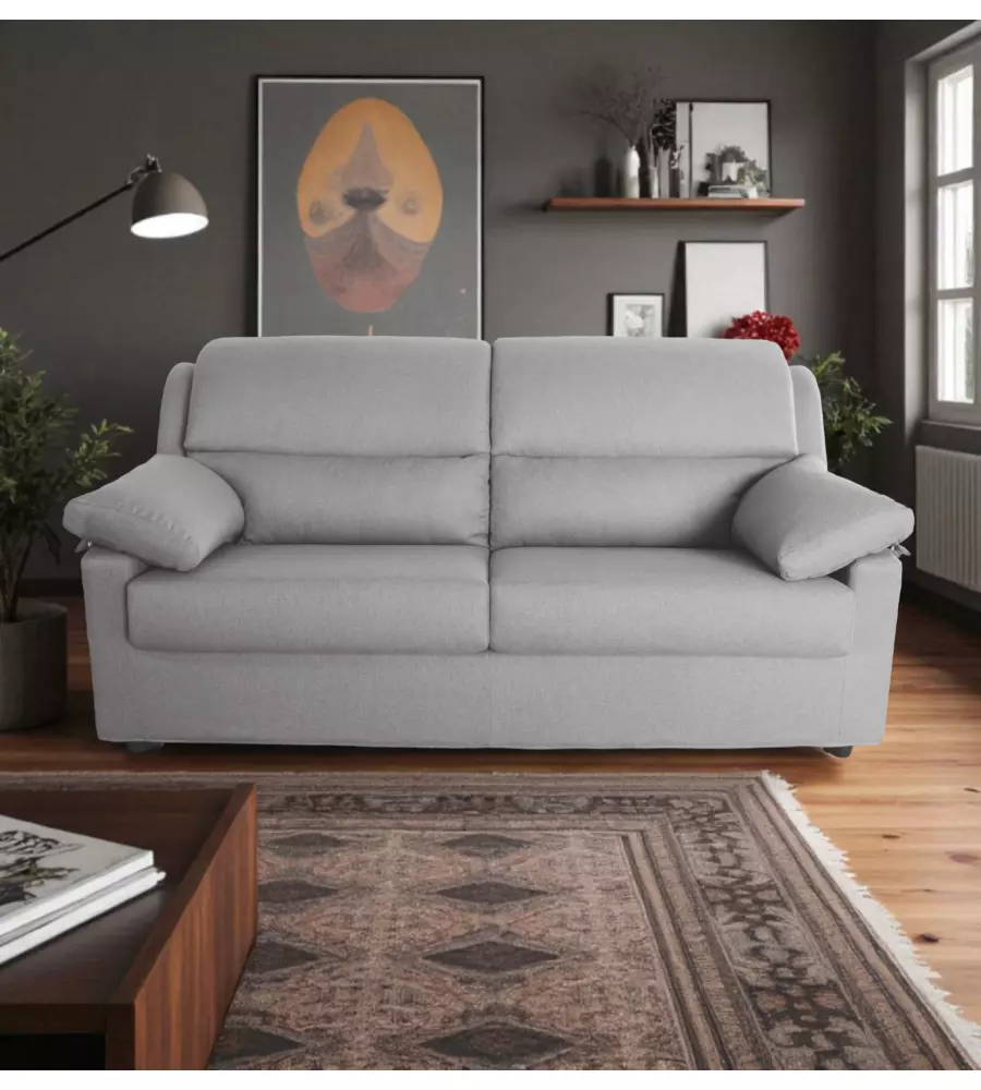 DIVANO 3 POSTI BELLAHOME "FIRENZE" BEIGE TESSUTO SFODERABILE E ANTIMACCHIA, 190X95X93 CM