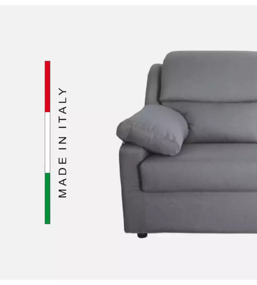DIVANO 3 POSTI BELLAHOME "FIRENZE" GRIGIO TESSUTO SFODERABILE E ANTIMACCHIA, 190X95X93 CM