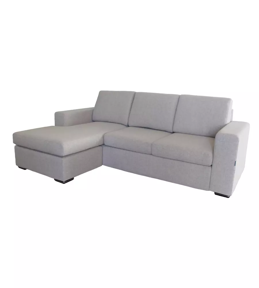 DIVANO CON PENISOLA REVERSIBILE BELLAHOME "BOLOGNA" BEIGE TESSUTO SFODERABILE E ANTIMACCHIA, 235X165X88 CM