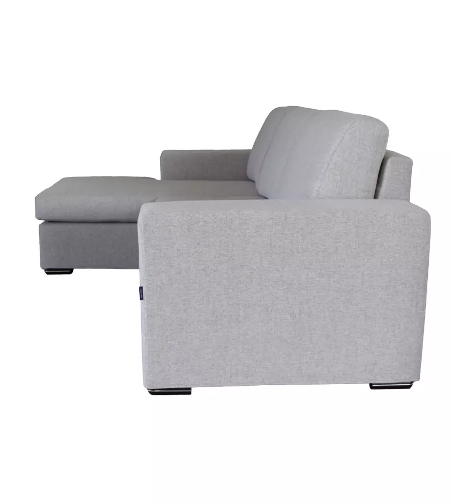 DIVANO CON PENISOLA REVERSIBILE BELLAHOME "BOLOGNA" BEIGE TESSUTO SFODERABILE E ANTIMACCHIA, 235X165X88 CM