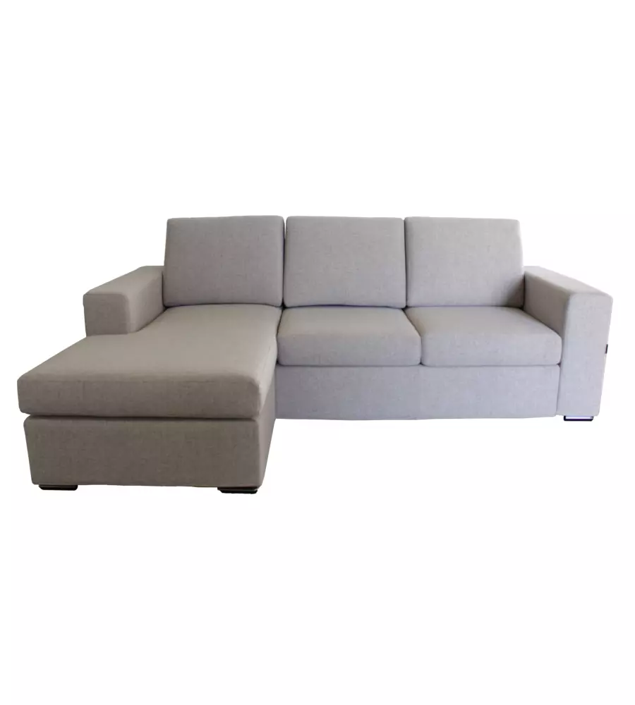 DIVANO CON PENISOLA REVERSIBILE BELLAHOME "BOLOGNA" BEIGE TESSUTO SFODERABILE E ANTIMACCHIA, 235X165X88 CM