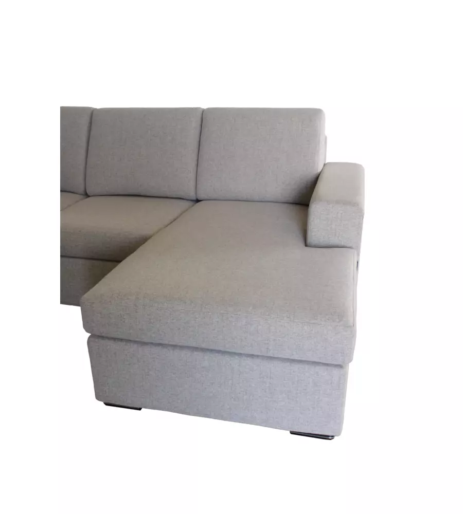 DIVANO CON PENISOLA REVERSIBILE BELLAHOME "BOLOGNA" BEIGE TESSUTO SFODERABILE E ANTIMACCHIA, 235X165X88 CM