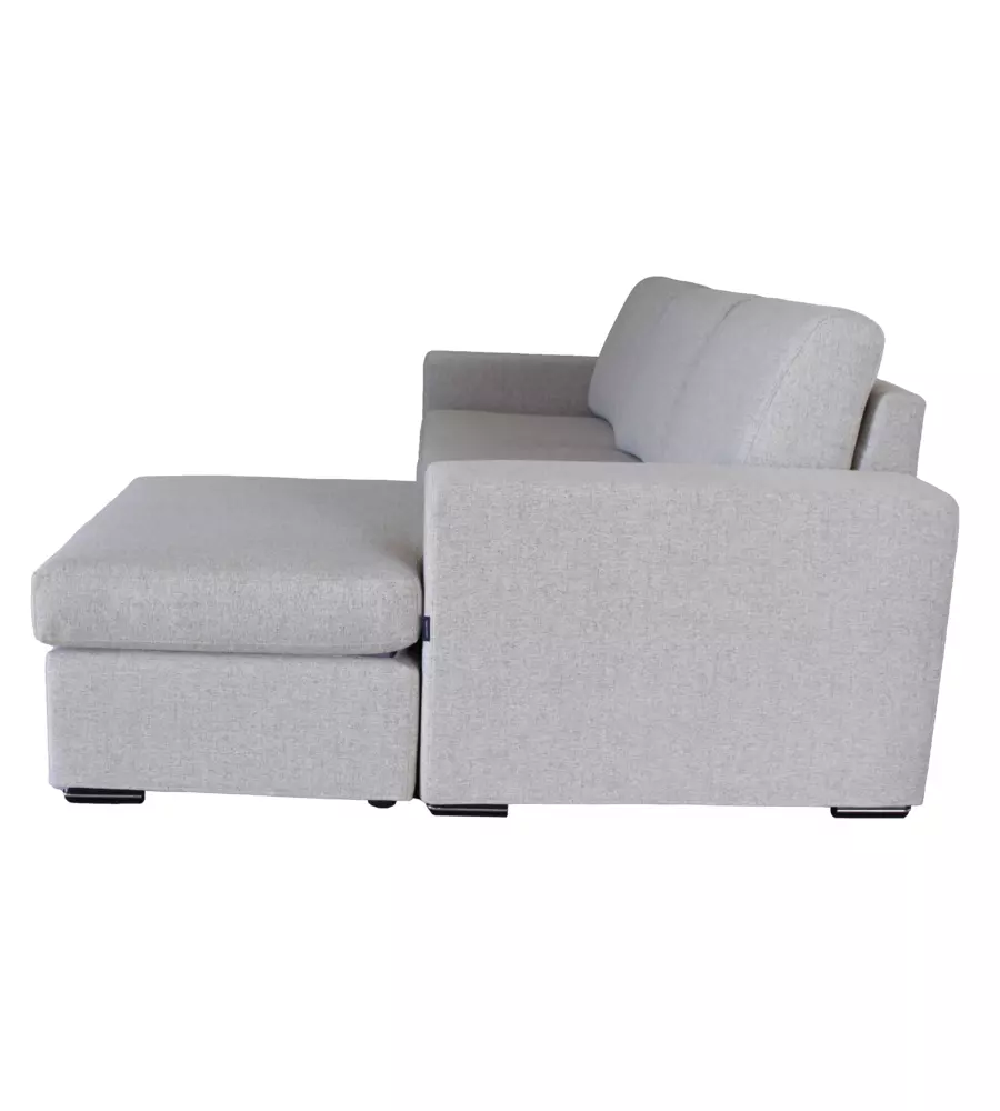 DIVANO CON PENISOLA REVERSIBILE BELLAHOME "BOLOGNA" BEIGE TESSUTO SFODERABILE E ANTIMACCHIA, 235X165X88 CM