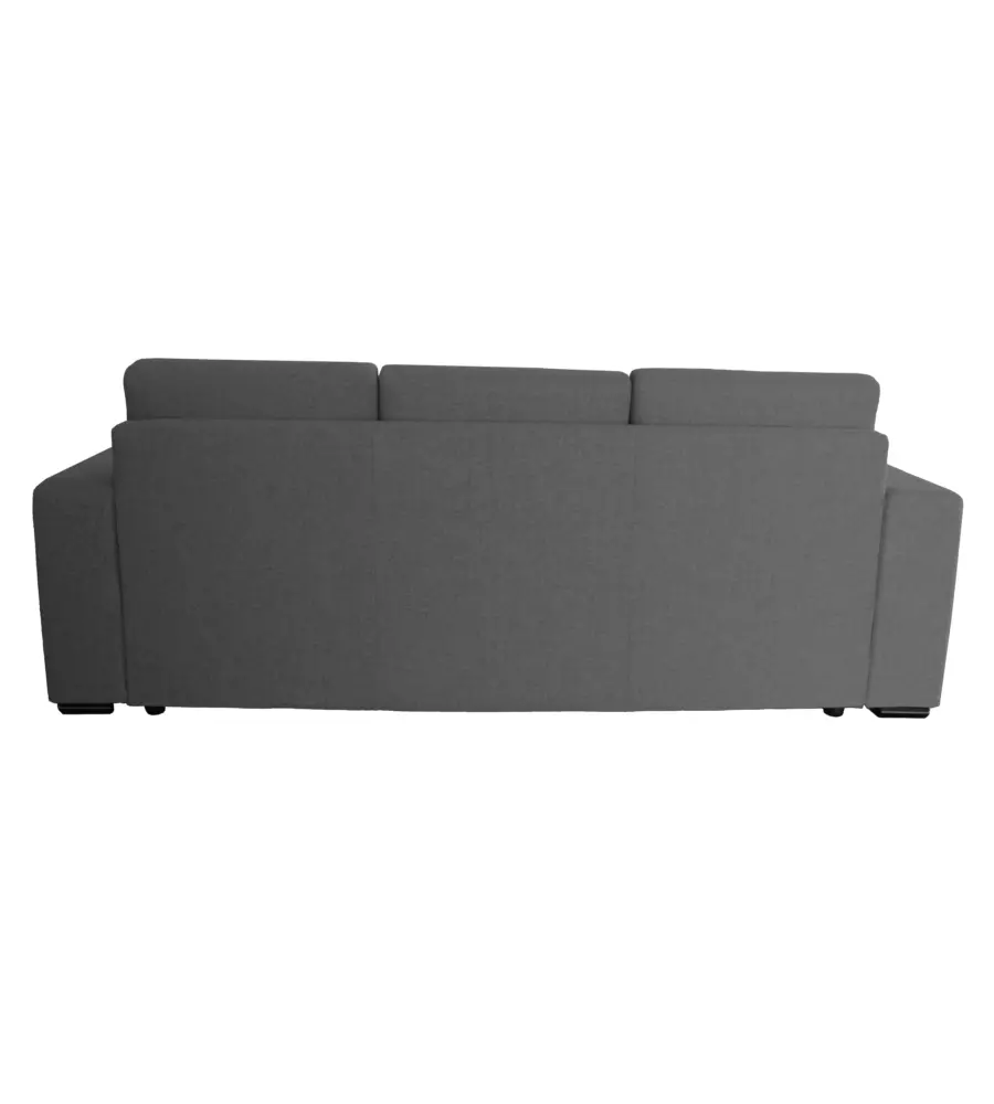 DIVANO CON PENISOLA REVERSIBILE BELLAHOME "BOLOGNA" GRIGIO TESSUTO SFODERABILE E ANTIMACCHIA, 235X165X88 CM