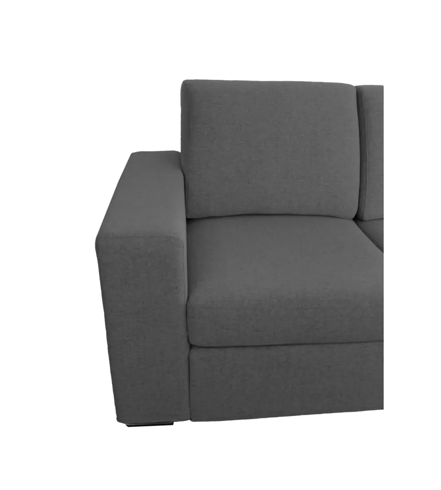 DIVANO CON PENISOLA REVERSIBILE BELLAHOME "BOLOGNA" GRIGIO TESSUTO SFODERABILE E ANTIMACCHIA, 235X165X88 CM