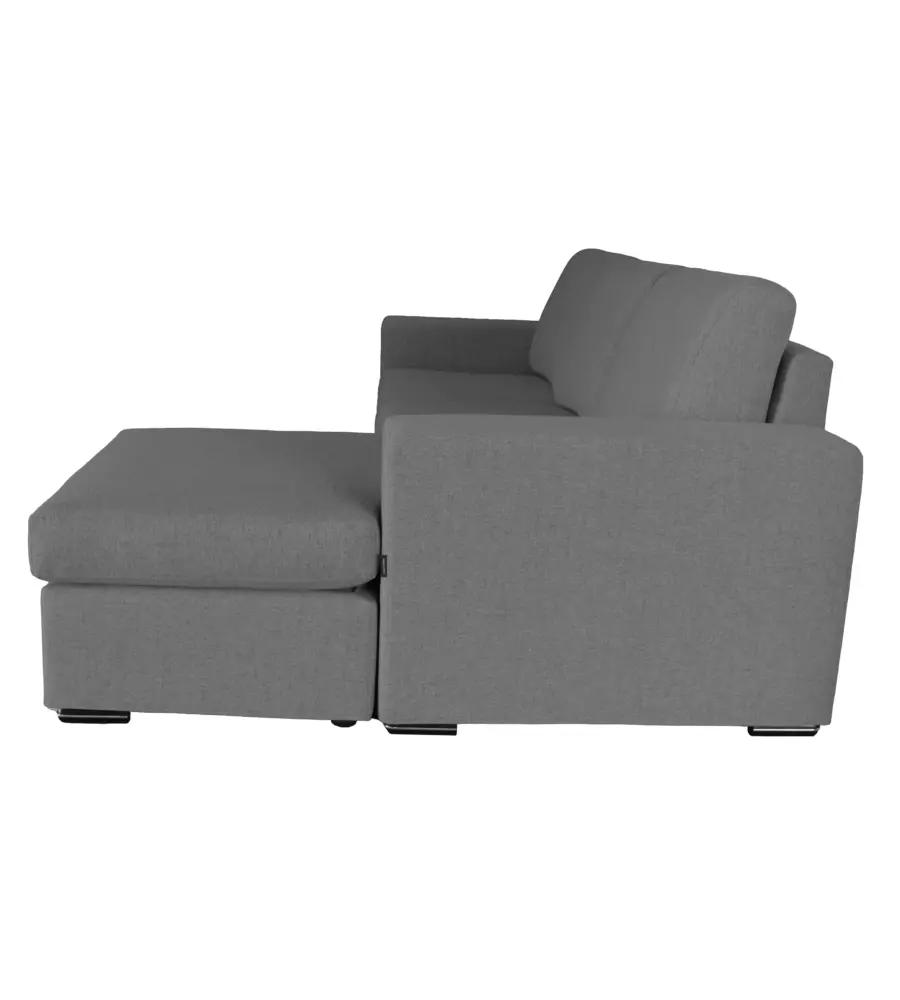 DIVANO CON PENISOLA REVERSIBILE BELLAHOME "BOLOGNA" GRIGIO TESSUTO SFODERABILE E ANTIMACCHIA, 235X165X88 CM