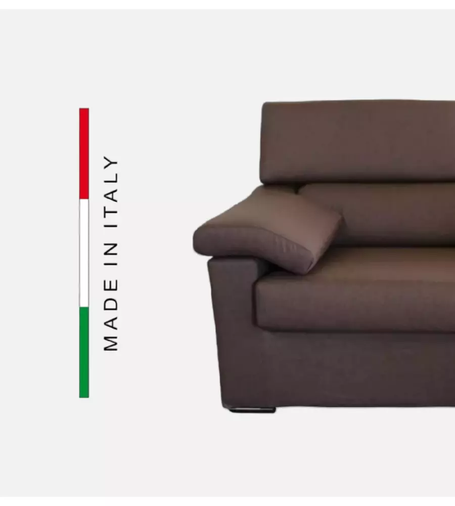 DIVANO 2 POSTI BELLAHOME "VENEZIA" MARRONE TESSUTO SFODERABILE E ANTIMACCHIA, 160X93X93 CM
