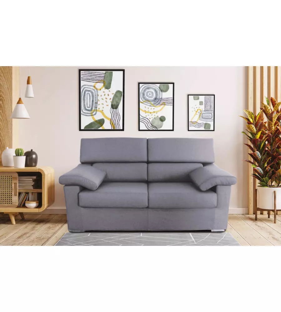 DIVANO 2 POSTI BELLAHOME "VENEZIA" GRIGIO TESSUTO SFODERABILE E ANTIMACCHIA, 160X93X93 CM