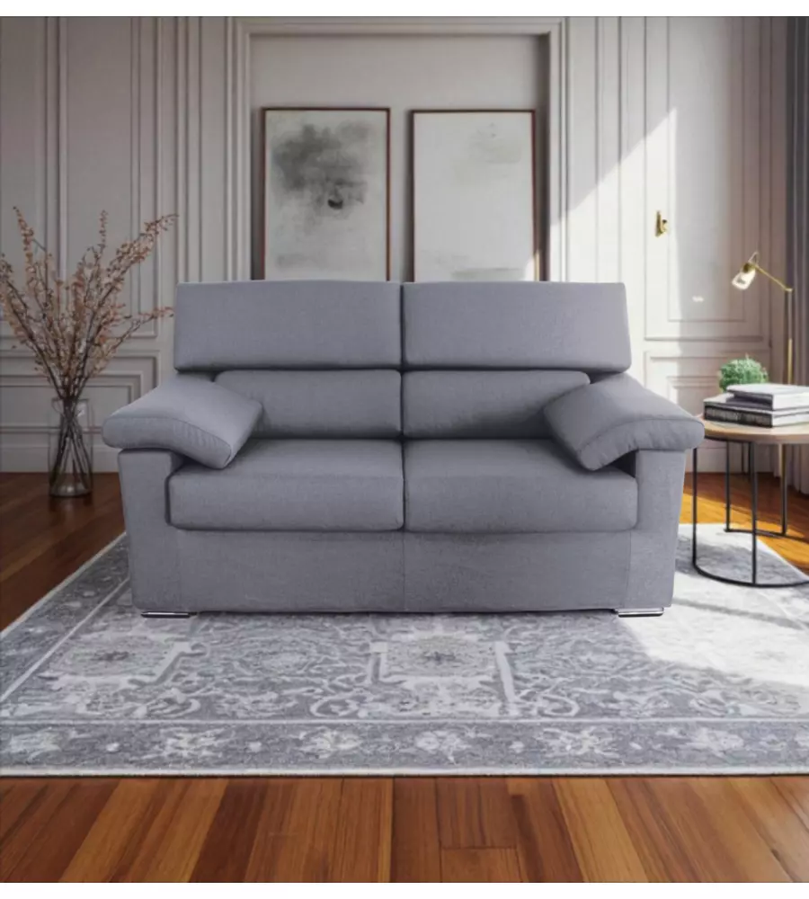 DIVANO 2 POSTI BELLAHOME "VENEZIA" GRIGIO TESSUTO SFODERABILE E ANTIMACCHIA, 160X93X93 CM