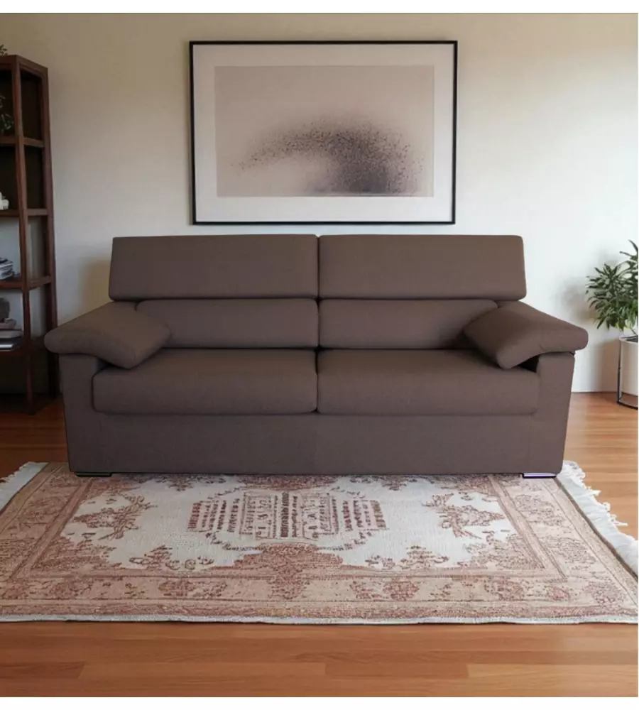 DIVANO 3 POSTI BELLAHOME "VENEZIA" MARRONE TESSUTO SFODERABILE E ANTIMACCHIA, 200X93X93 CM