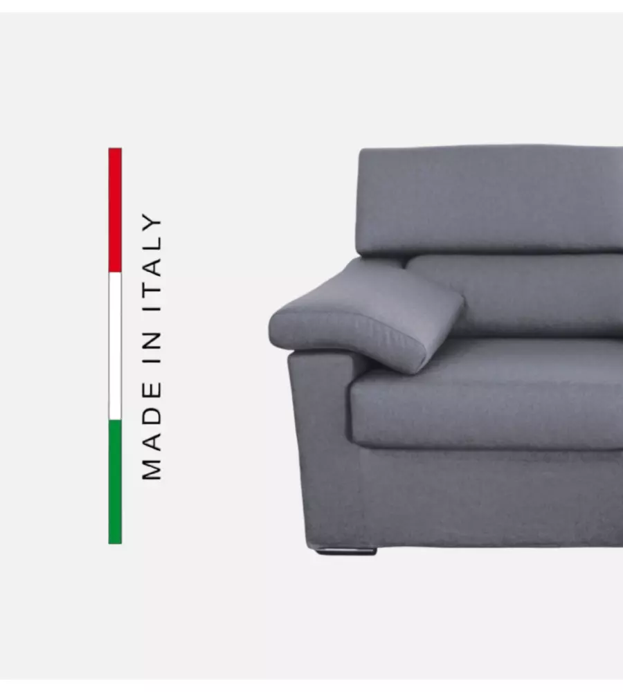 DIVANO 3 POSTI BELLAHOME "VENEZIA" GRIGIO TESSUTO SFODERABILE E ANTIMACCHIA, 200X93X93 CM