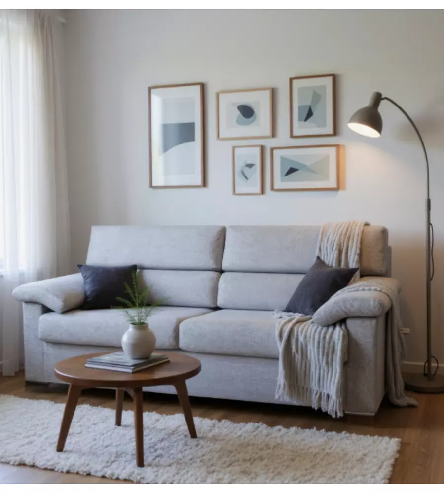 DIVANO 3 POSTI BELLAHOME "VENEZIA" GRIGIO TESSUTO SFODERABILE E ANTIMACCHIA, 200X93X93 CM