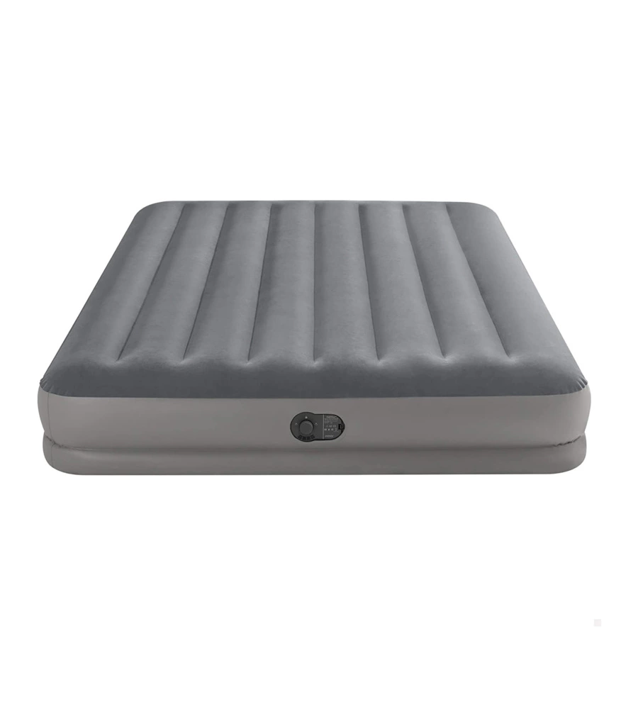 MATERASSO MATRIMONIALE GONFIABILE INTEX "AIRBED DURA-BEAM PRESTIGE MID-RISE" CON POMPA USB INCORPORATA GRIGIO 152X203X30 CM - COD. 64114