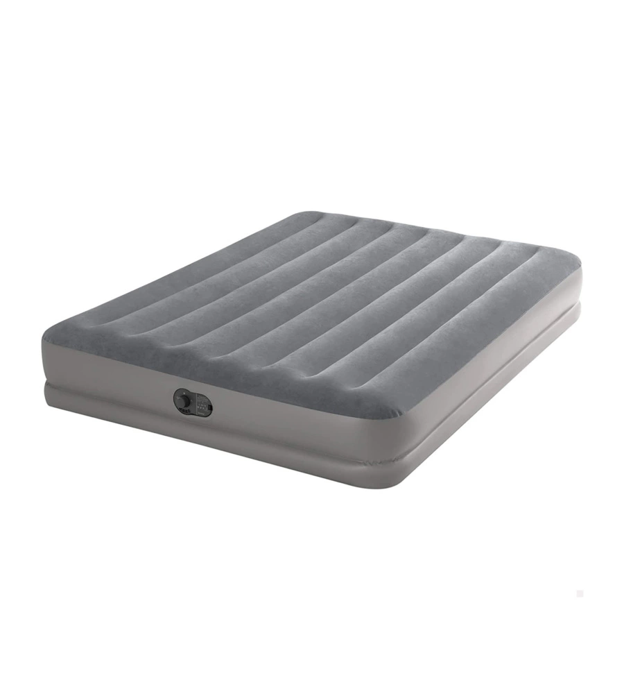 MATERASSO MATRIMONIALE GONFIABILE INTEX "AIRBED DURA-BEAM PRESTIGE MID-RISE" CON POMPA USB INCORPORATA GRIGIO 152X203X30 CM - COD. 64114