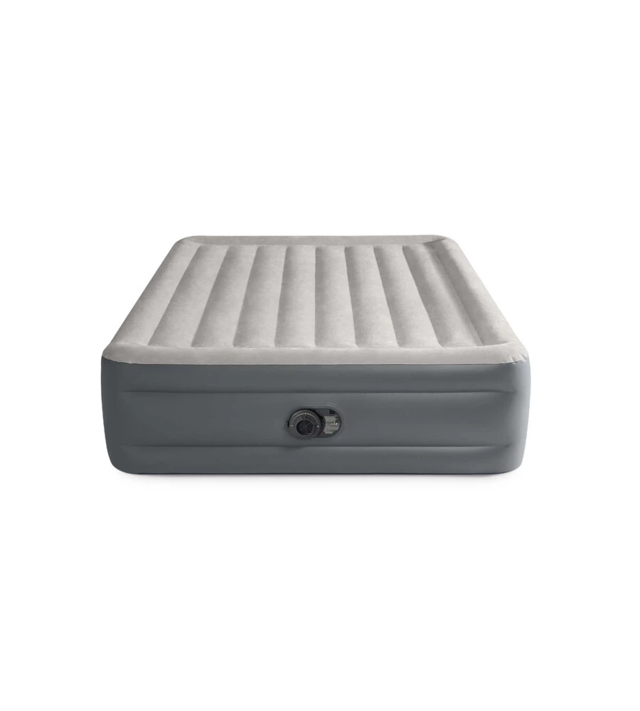 MATERASSO MATRIMONIALE AUTOGONFIANTE INTEX "AIRBED DURA-BEAM ESSENTIAL REST" CON POMPA ELETTRICA INCORPORATA GRIGIO 152X203X46 CM - COD. 64126ND