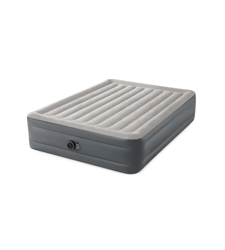 MATERASSO MATRIMONIALE AUTOGONFIANTE INTEX "AIRBED DURA-BEAM ESSENTIAL REST" CON POMPA ELETTRICA INCORPORATA GRIGIO 152X203X46 CM - COD. 64126ND