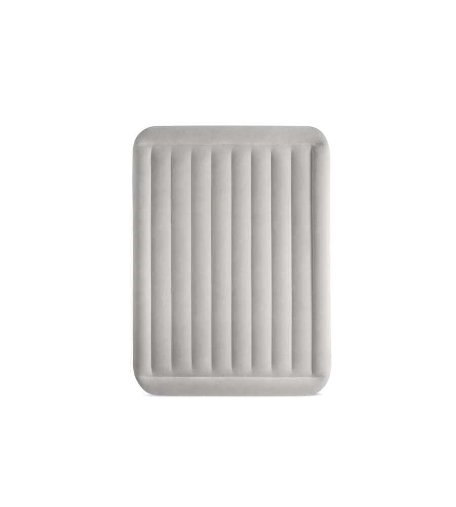 MATERASSO MATRIMONIALE AUTOGONFIANTE INTEX "AIRBED DURA-BEAM ESSENTIAL REST" CON POMPA ELETTRICA INCORPORATA GRIGIO 152X203X46 CM - COD. 64126ND