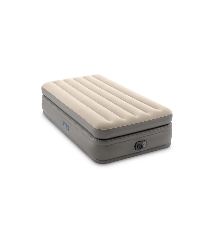 MATERASSO SINGOLO AUTOGONFIANTE INTEX "AIRBED DURA-BEAM PRIME COMFORT ELEVATED" CON POMPA ELETTRICA INCORPORATA BEIGE 99X191X51 CM - COD. 64162ND