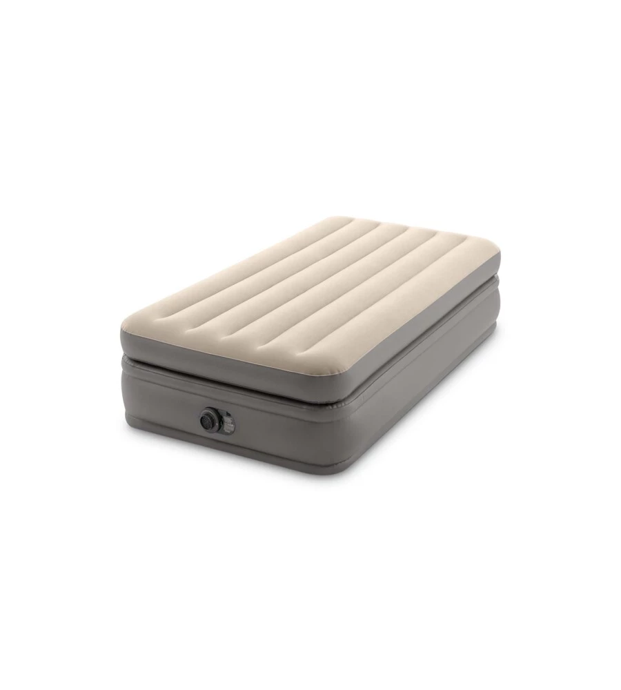 MATERASSO SINGOLO AUTOGONFIANTE INTEX "AIRBED DURA-BEAM PRIME COMFORT ELEVATED" CON POMPA ELETTRICA INCORPORATA BEIGE 99X191X51 CM - COD. 64162ND
